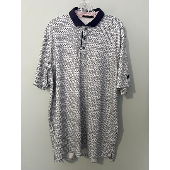 Greyson Polo Shirt Men's XL Blue Geometric All Over Print Stretch Logo Golf - Picture 3 of 12